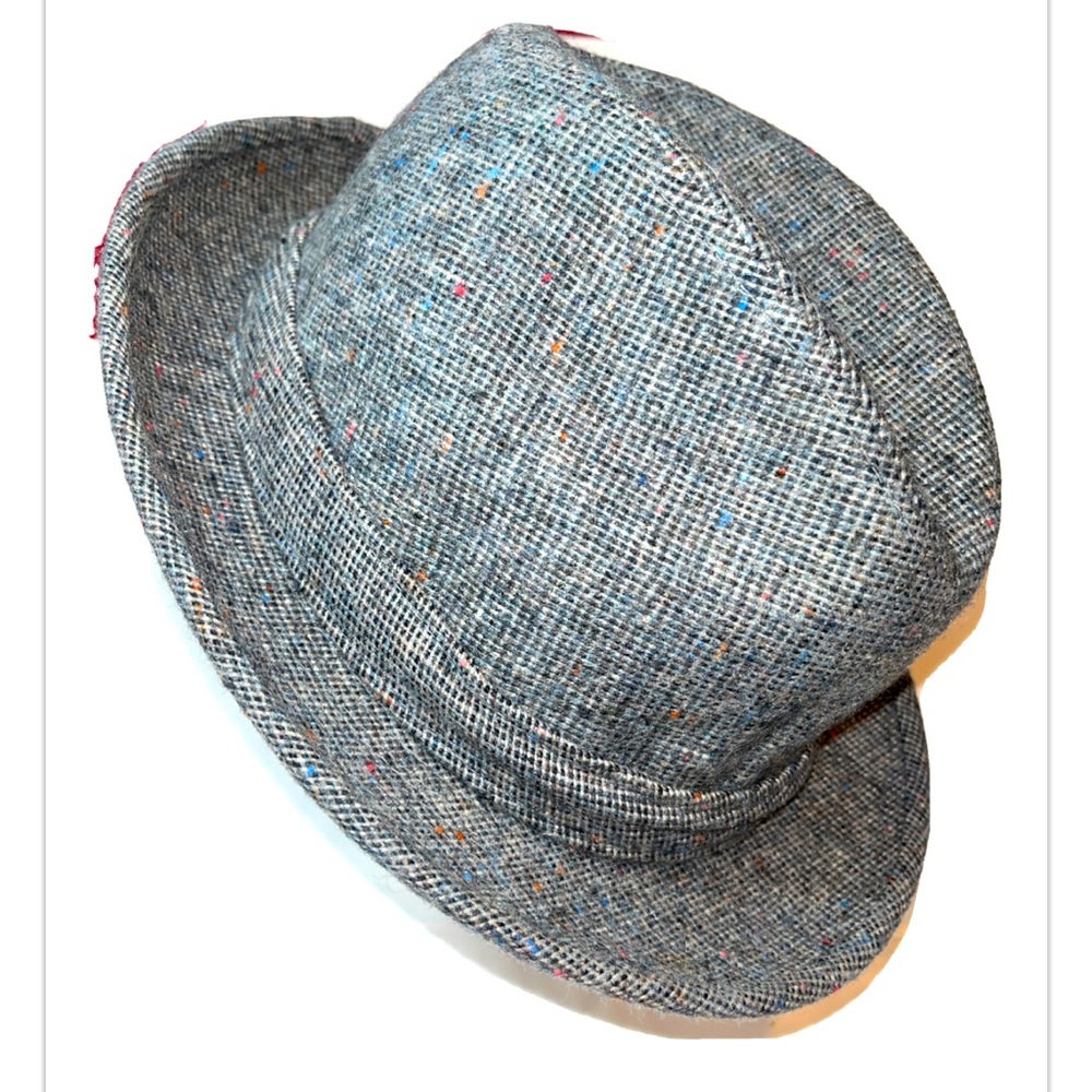 BEACON HILL XL mens blue Tweed Fedora Trilby Hat Wool dressy hat 1920s 1950s cap
